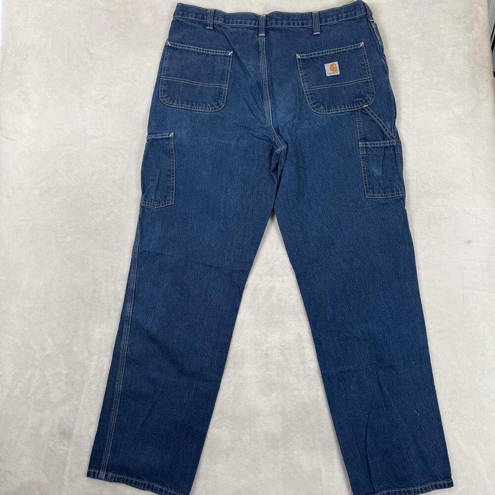 Carhartt Dungaree Fit Jeans Mens 38x34 Blue Relaxed Straight Work Denim Med Wash